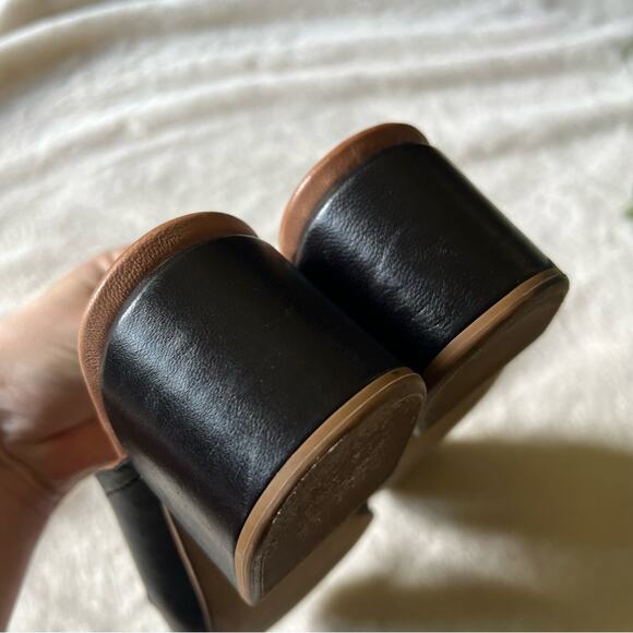 Miz Mooz Briar Black Leather Mule-Style Heeled Sandals - Picture 6 of 9